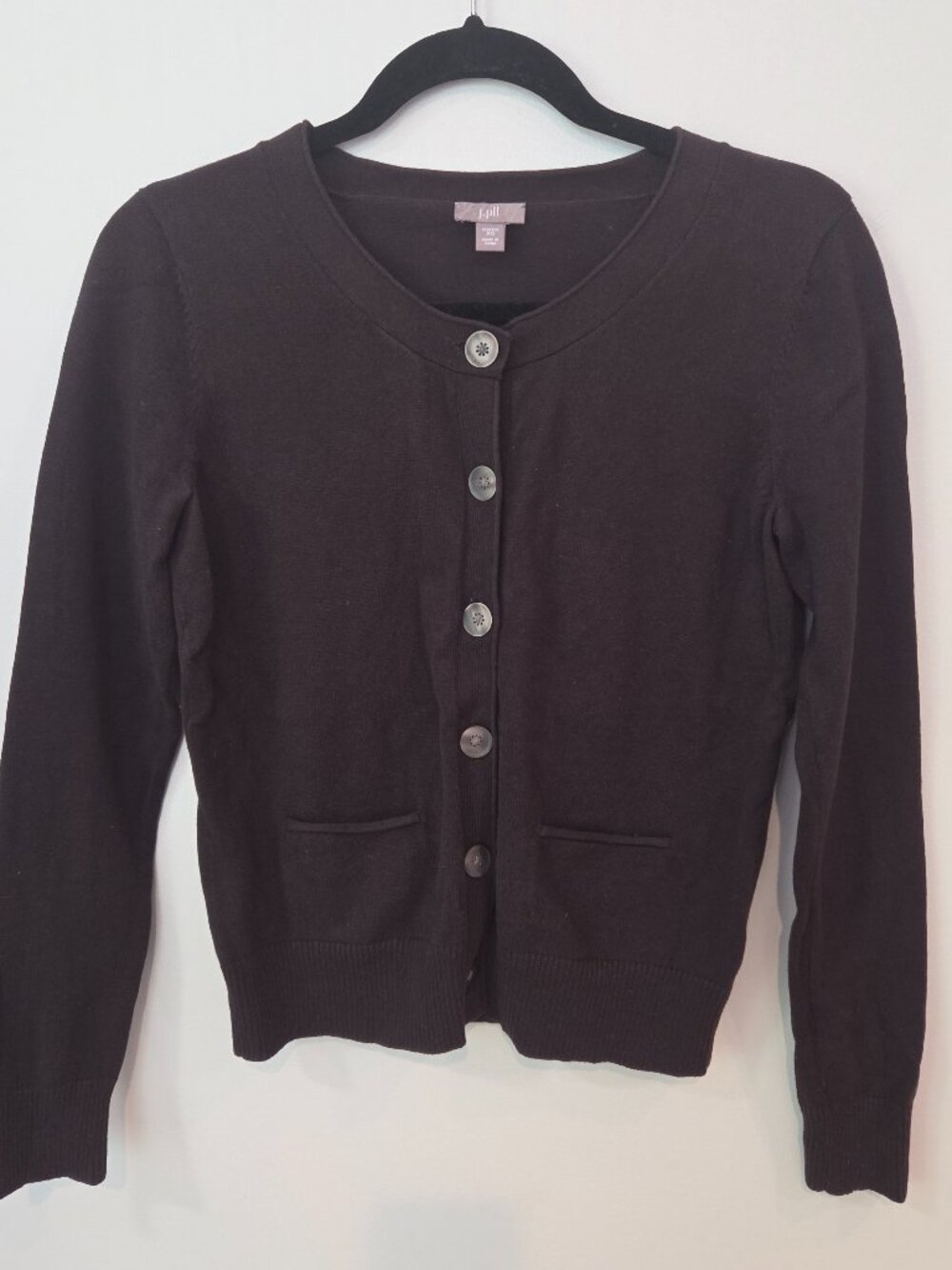 J.Jill Button Front Long Sleeve Cocoa Cotton Stretch Cardigan XS